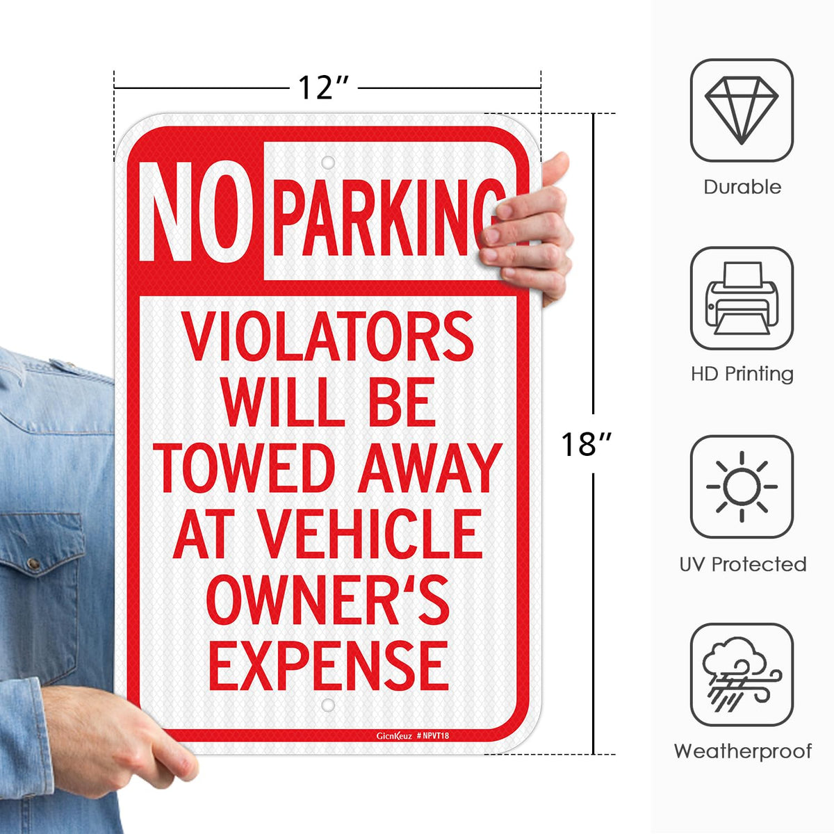 GicnKeuz no parking sign reflects at night improves visibility for drivers.
