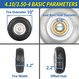 GICOOL 10-inch tire diameter close-up for durable garden cart performance