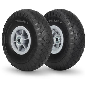 GICOOL 10x3 flat-free tire wheel assembly for carts shows a replacement pair.