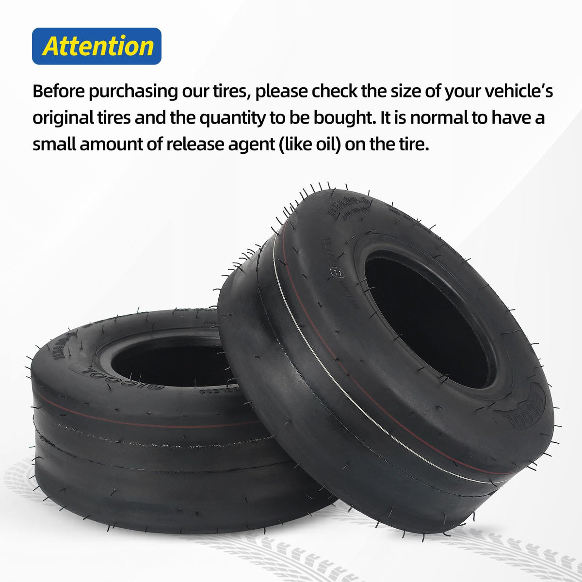 GICOOL 11x4.00-5 tubeless tire package back view