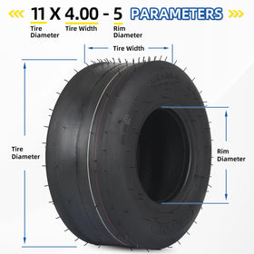 GICOOL 11x4.00-5 tubeless tire package front view