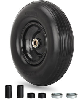 GICOOL 13in wheelbarrow tire front view for rugged, puncture-free performance.