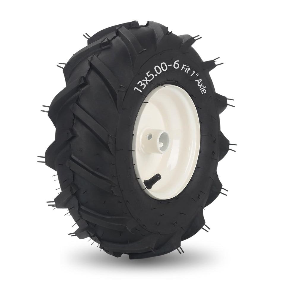 GICOOL 13x5-6 tiller tire left view with rugged tread for better traction