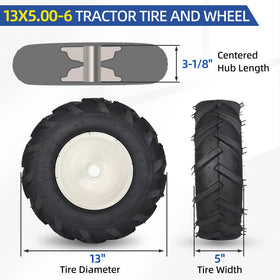 GICOOL 13x5-6 tiller tire right view shows durable sidewall