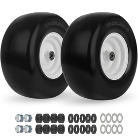 GICOOL 13x6.50-6 solid tire wheel assembly side view showing maintenance-free performance