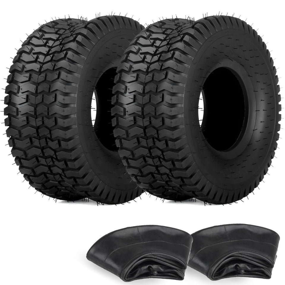 GICOOL 15x6.00-6 tire and inner tube set for front mower wheels.