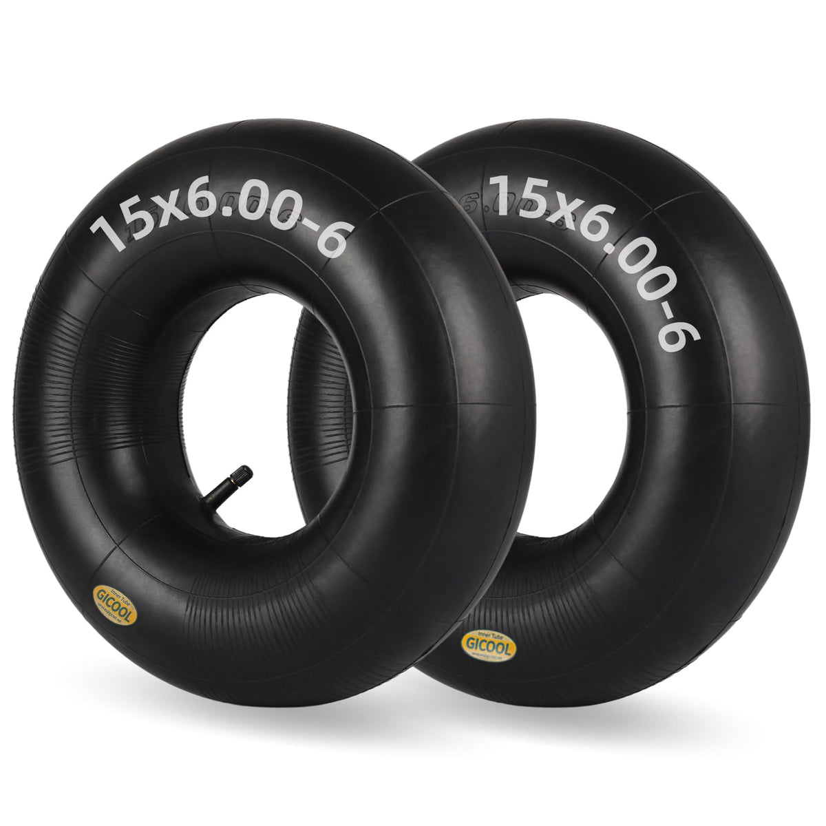 GICOOL 15x6.00-6 inner tube two-pack for lawn equipment, easy replacement.