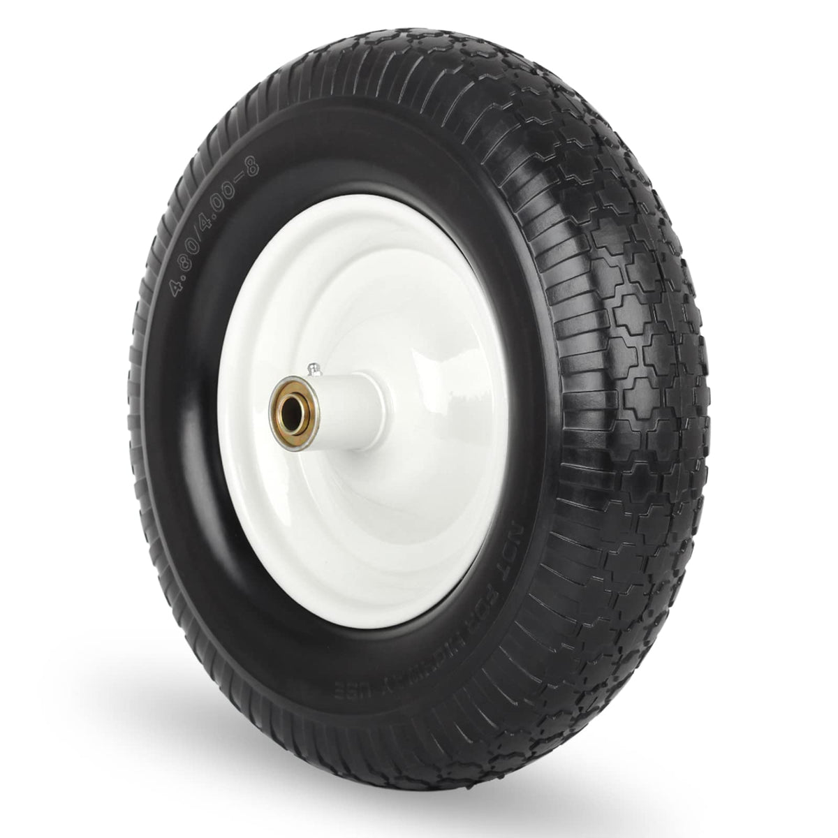 GICOOL 16-inch solid tire close-up showing puncture-proof foam for wheelbarrows.