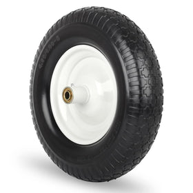 GICOOL 16-inch solid tire close-up showing puncture-proof foam for wheelbarrows.