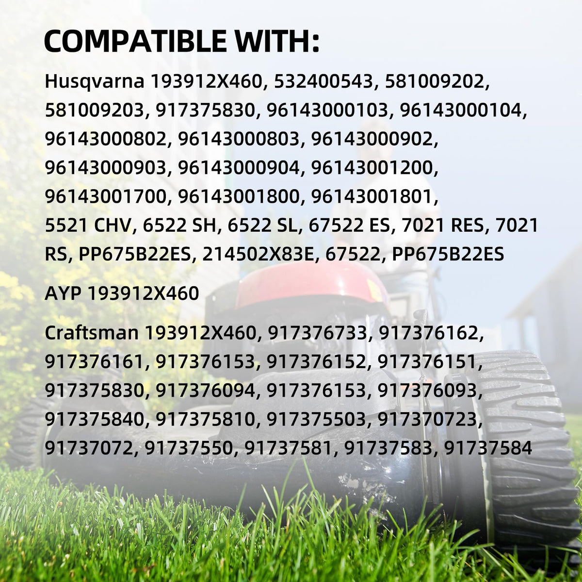 GICOOL 193912X460 wheels close-up, durable build for lawn care
