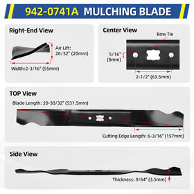 GICOOL 21-inch mulching blade showcases 3-in-1 mowing design for versatility.