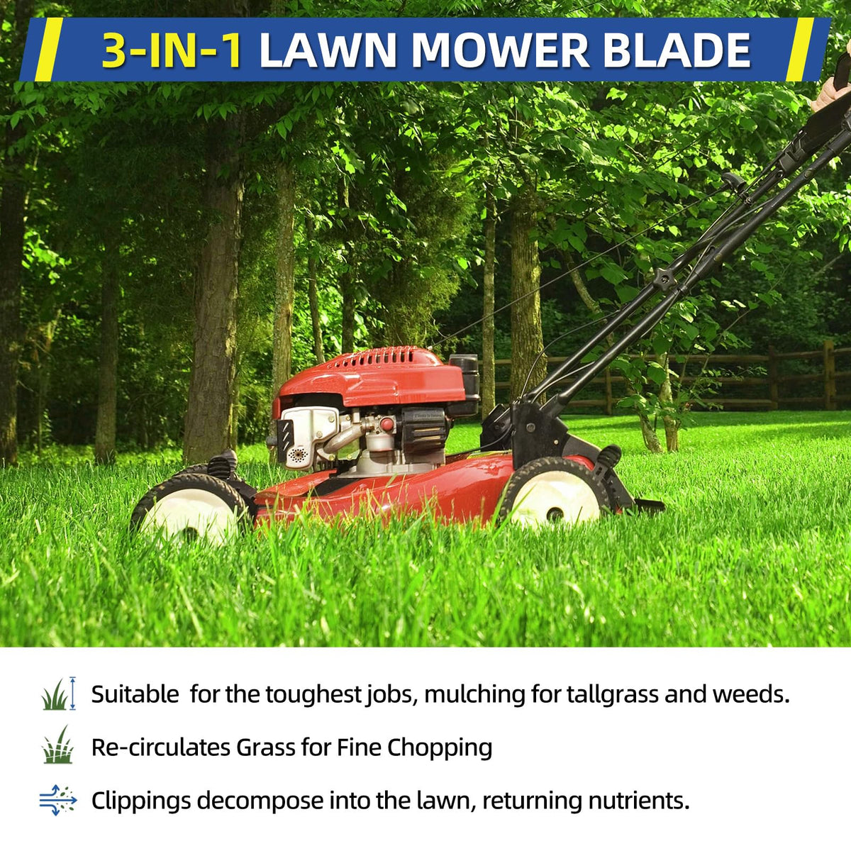 GICOOL 21-inch mulching blade installed on a Craftsman CC series mower for precise cuts.