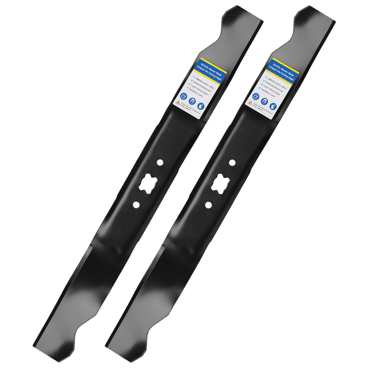 GICOOL 21-inch mulching blade mounted on an MTD mower for finer mulch.