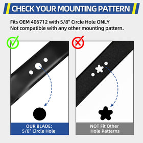 GICOOL 21-inch deck blade close-up demonstrates 5/8-circle mounting compatibility.