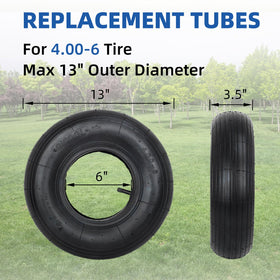 GICOOL 4.00-6 inner tube thickened natural rubber reduces punctures and flats.