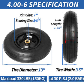GICOOL 4.00-6 tire tread design highlighting traction on varied terrain