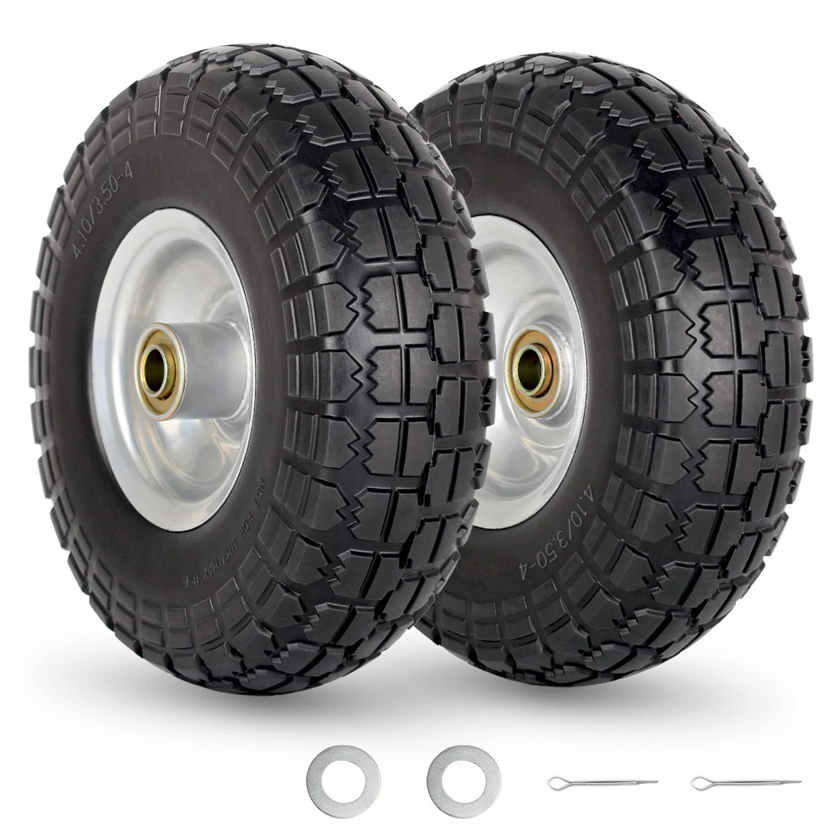GICOOL flat-free tire side view showing a 10-inch wheel for reliable cart use