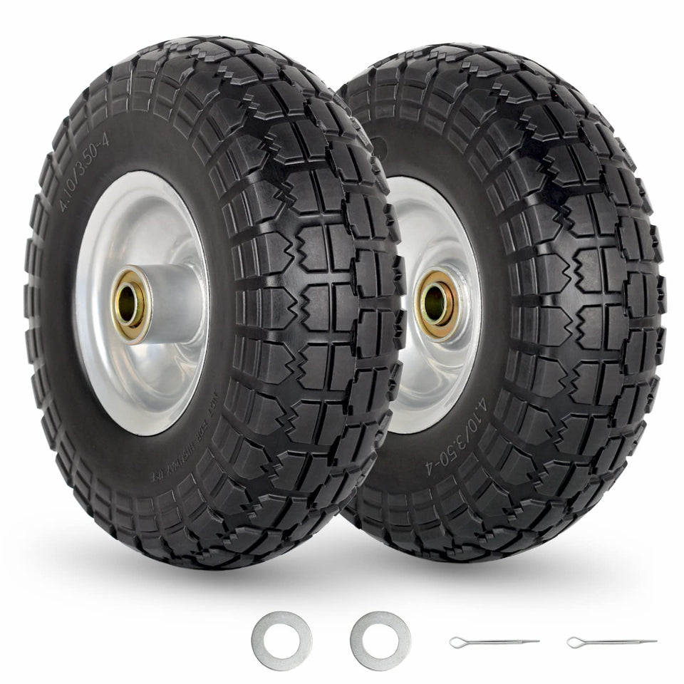 GICOOL flat-free tire side view showing a 10-inch wheel for reliable cart use