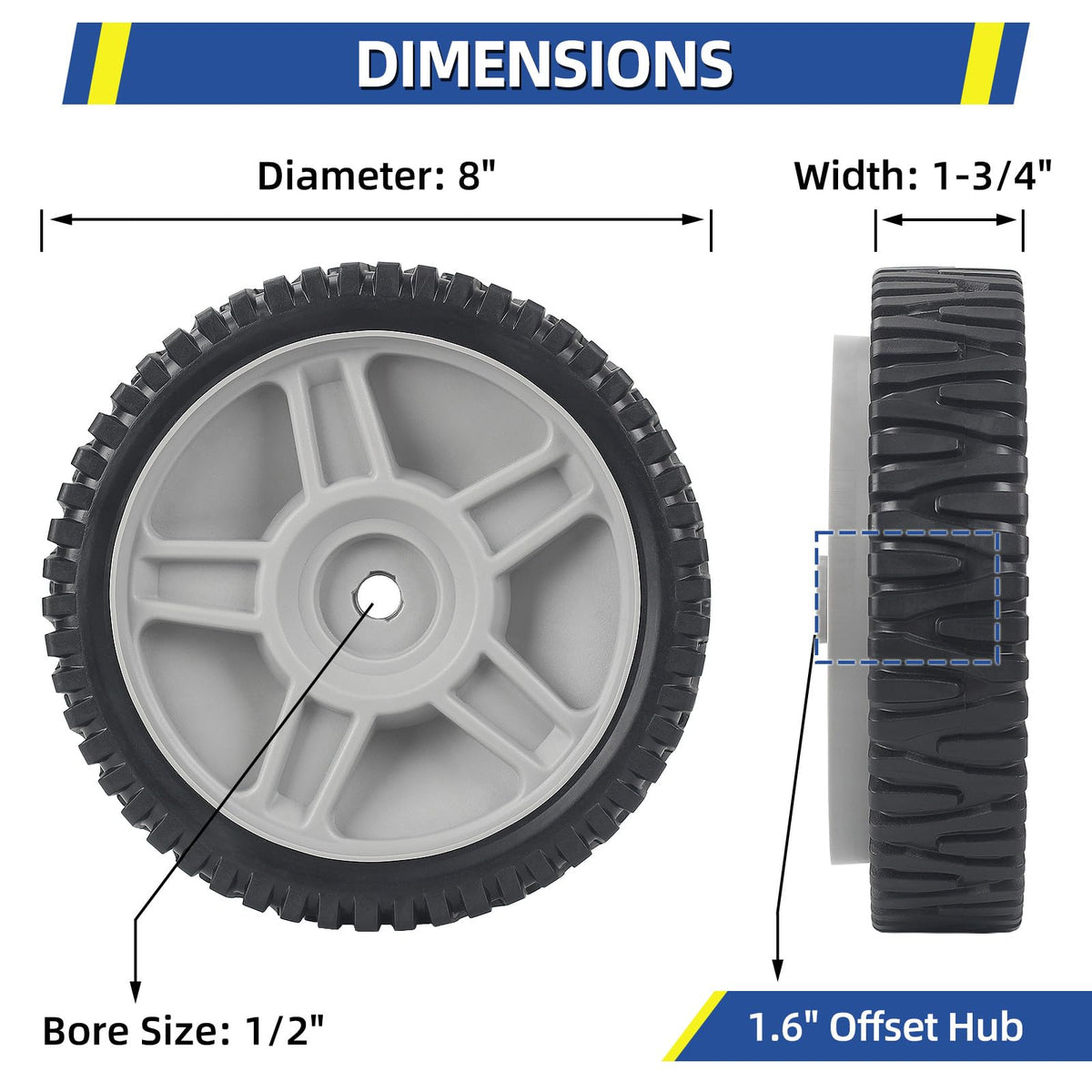GICOOL 581009202 replacement wheel pair, ready to install on Craftsman and AYP