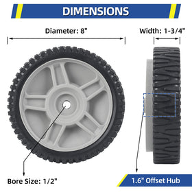 GICOOL 581009202 replacement wheel pair, ready to install on Craftsman and AYP