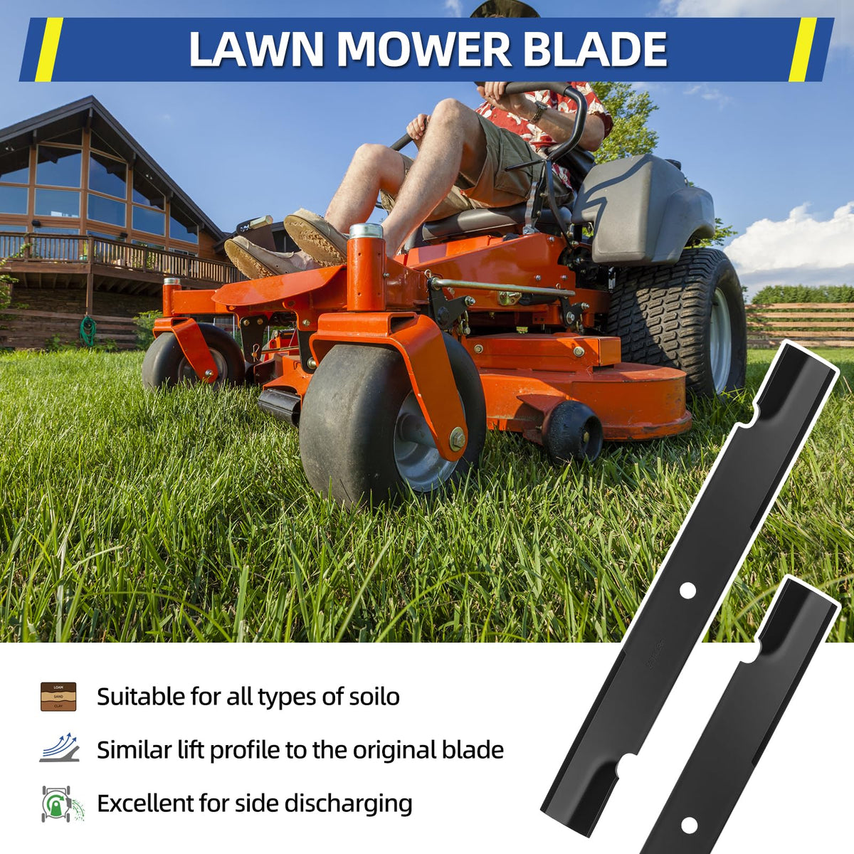 GICOOL replacement blade for Ferris 481712 provides durable steel and rust-resistant edge.