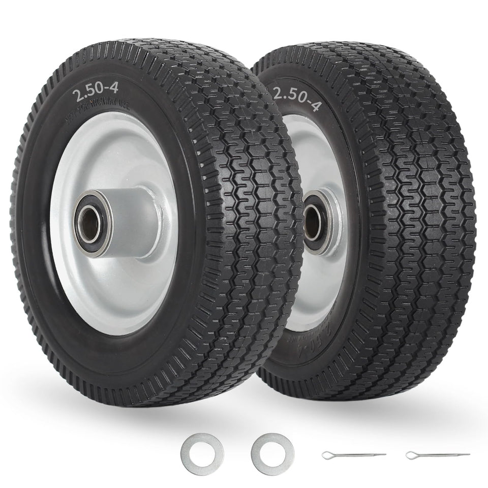 GICOOL 8-inch flat-free tire on a cart demonstrating outdoor rolling reliability.