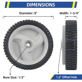 GICOOL 8-inch wheels enabling smooth front-drive action on self-propelled mowers