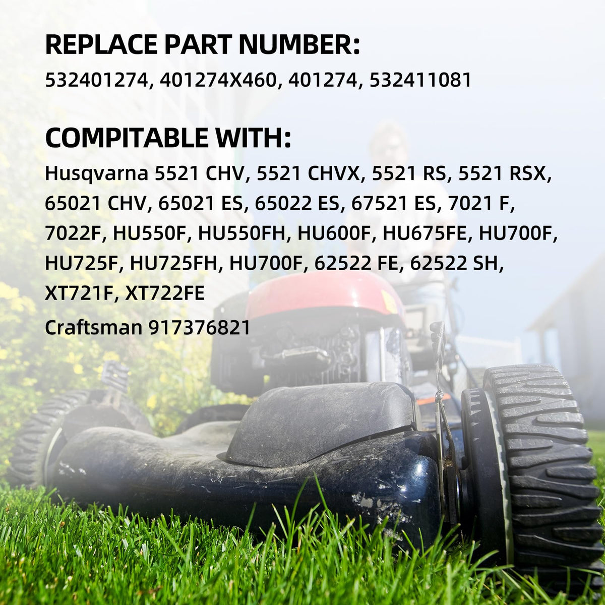 GICOOL wheels replacing Craftsman 917376821 front wheels to restore maneuverability