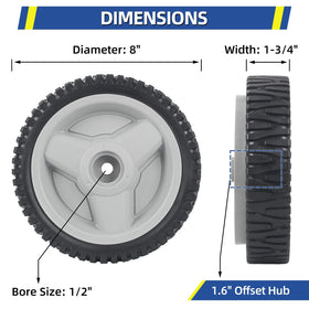 GICOOL 8-inch front drive wheels on Husqvarna 5521 series for stable traction
