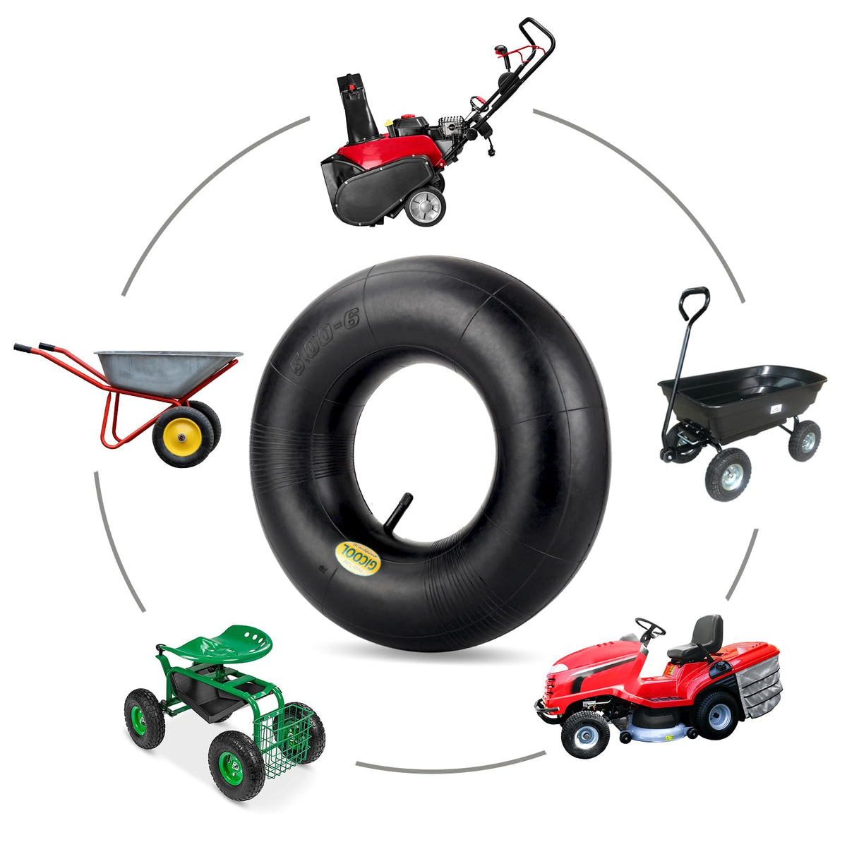 Easy installation illustration for GICool 13x5.00-6 inner tube