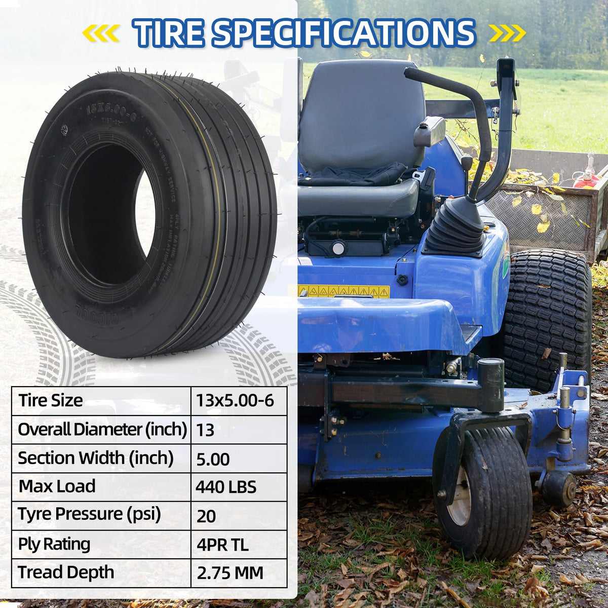 GICOOL four-ply durable tire for long mowing seasons
