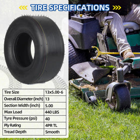 GICOOL four-ply lawn-mower tire designed for durability and lawn-friendly performance.