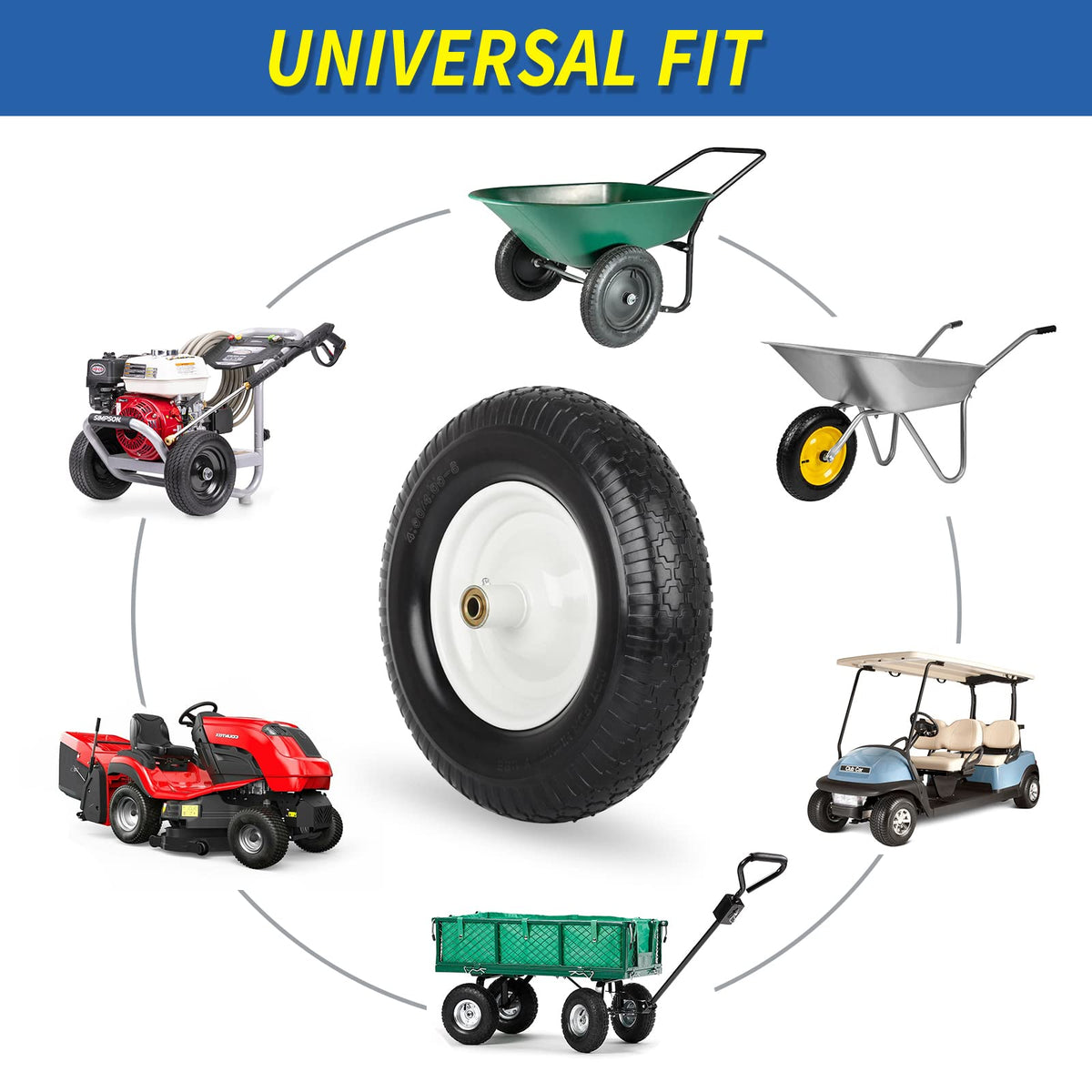 GICOOL garden cart replacement tire suitable for yard tasks and rough terrain.