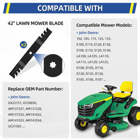 GICOOL GY20850 fits John Deere 42-inch decks for broad compatibility.