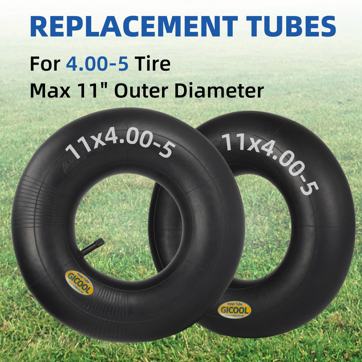 GICOOL heavy-duty natural rubber inner tube resists punctures on lawns