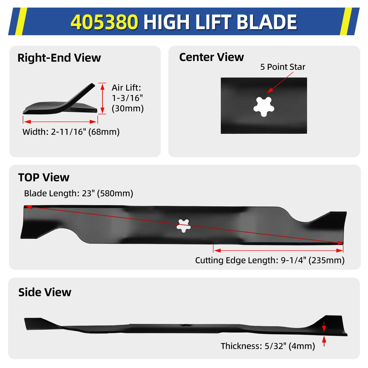 GICOOL high lift blade improves grass lift and cut quality.