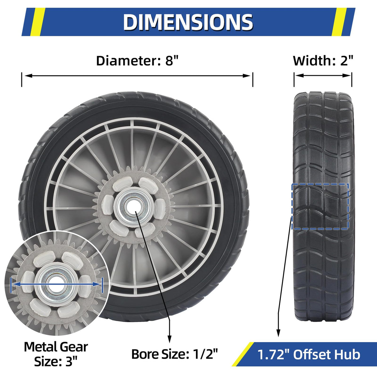 Compatibility overview showing GICOOL rear wheels fitting various Honda walk-behind models