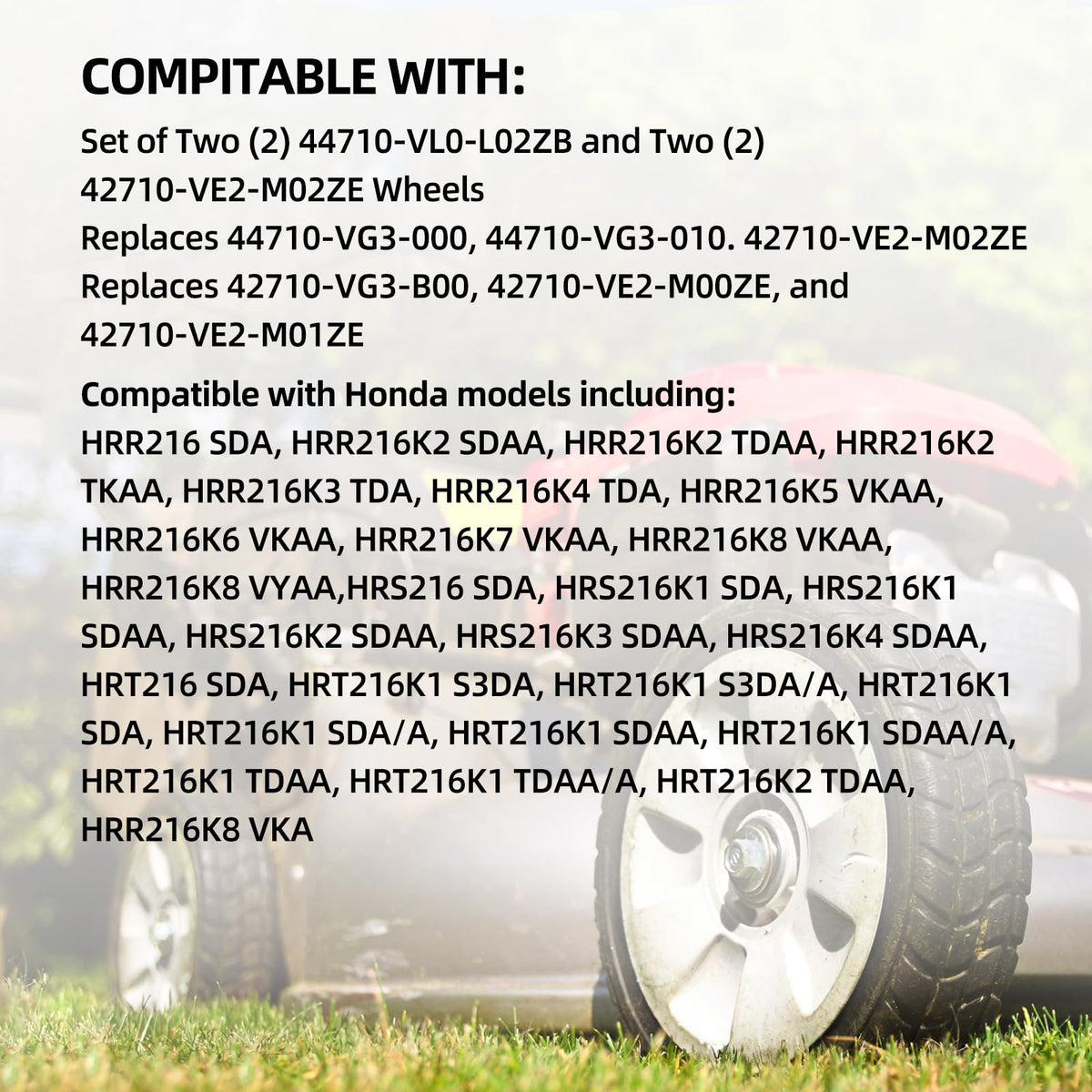 GICOOL HRR216 four-pack wheels for quick replacement on Honda mowers.