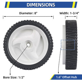 GICOOL lawn mower wheels pair ready for installation on front drive
