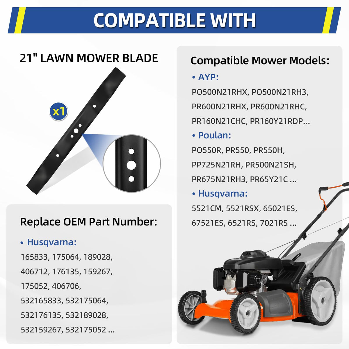 GICOOL mulching blade side-detail highlights high-lift wing for airflow.