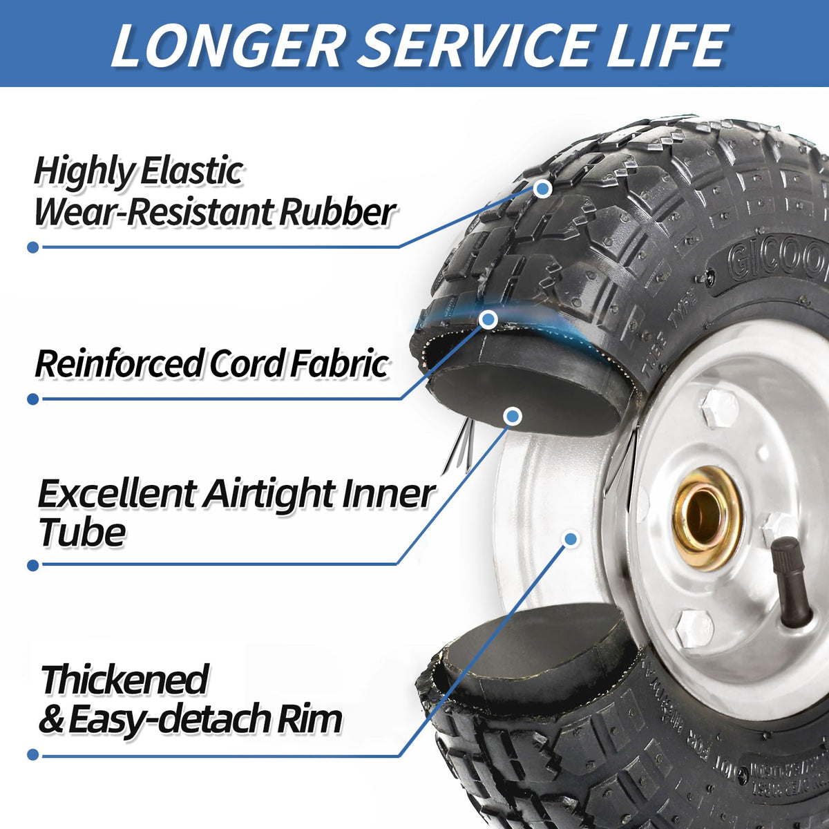 GICOOL staggered serrated tread delivers reliable traction.