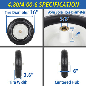 GICOOL solid-tire wheel assembly close-up highlighting durable welded rim and bearings.