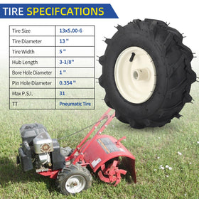 GICOOL tiler tire heavy-duty 4-ply tread supports pulling and pushing tasks.