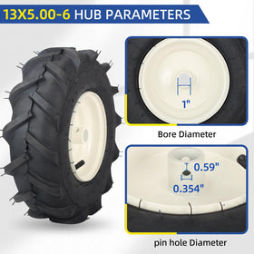 GICOOL tiler tire right wheel 13x5-6 ready for tough garden tasks.