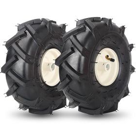 GICOOL 11x4 tiller tire, left wheel, delivers steady traction for soil tasks.