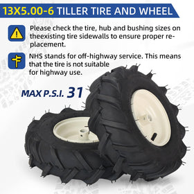 GICOOL tire mounted on tiller demonstrates compatibility with Craftsman and Troy-Bilt