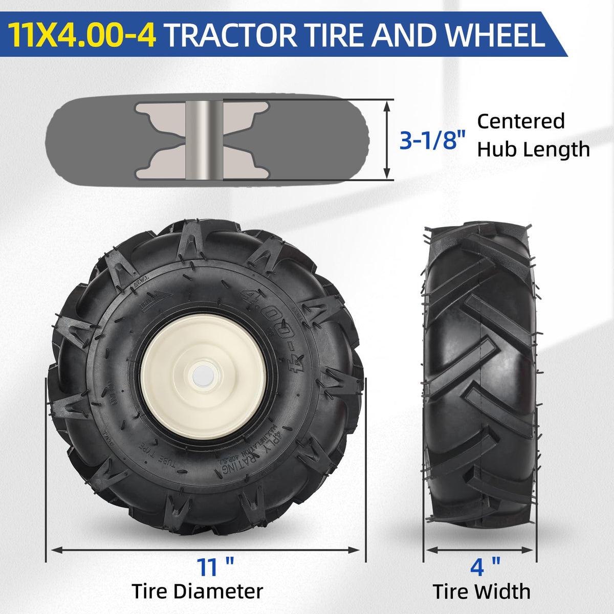 GICOOL 11x4 tire with 4-ply construction boosts durability on rough soil.