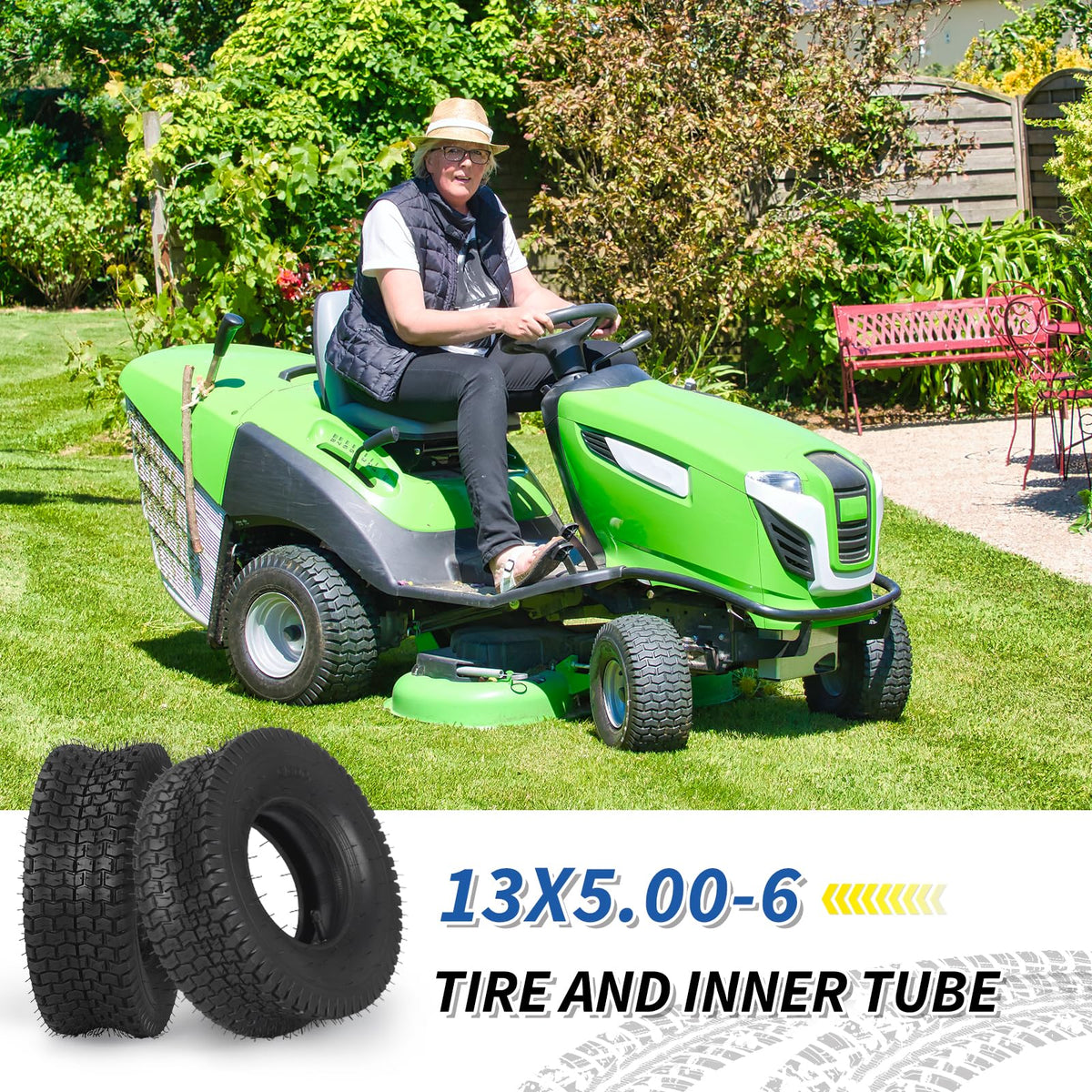 GICOOL reinforced tire with cord fabric and steel wire for heavy-duty mower traction.