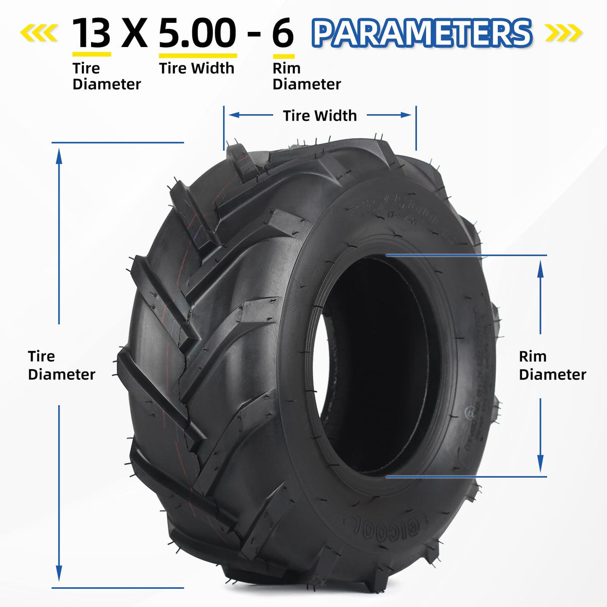 GICOOL tractor lawn tire grip pattern for stable traction during mowing.