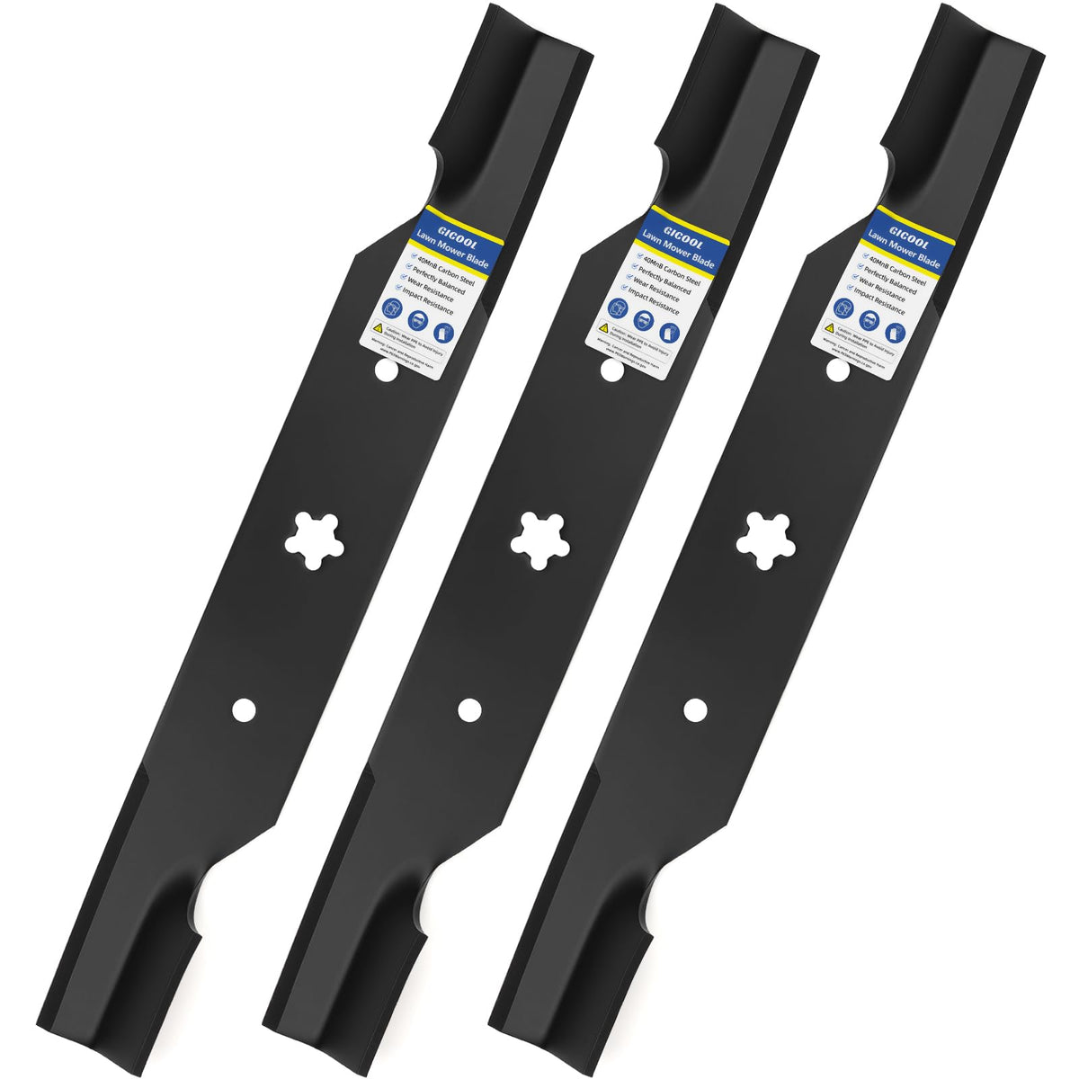 GICOOL Z254F high-lift blades in 3-pack for 54-inch decks.